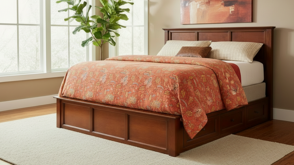 Lake Houston Solid Maple Storage Bed