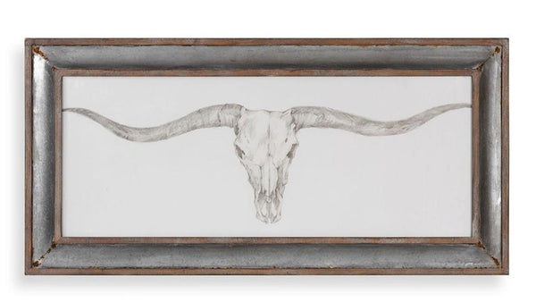 Cuadro decorativo con cráneo occidental enmarcado