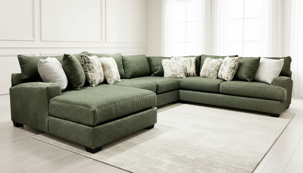 4pc Rio Green Sectional with Left Facing Chaise