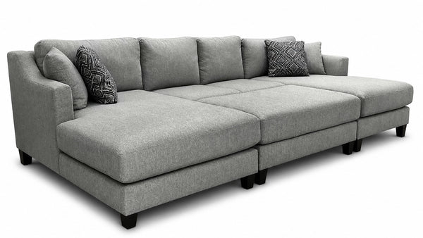 Greenlight Marque Slate 3pc Sectional with Ottoman | Upholstered Sectional Sofa | Gallery Furniture