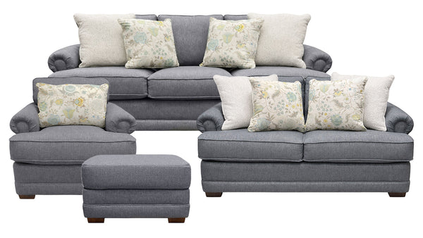 Conjunto de 4 piezas Hailey Denim Revolution: sofá, sillón doble, sillón y otomana