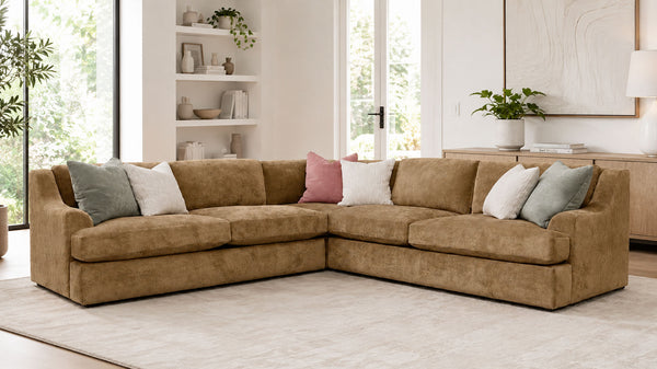 Desmond Kingston Toffee 3pc Sectional Sofa | Upholstered Sectional Couch | Gallery Furniture