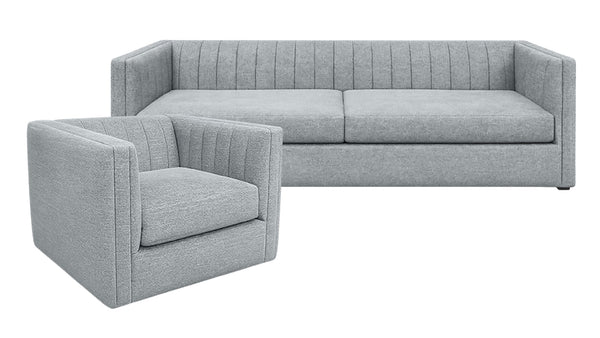 2pc Bennett Indigo Leighton Sofa & Chair | Made in USA | In Stock Today | Gallery Furniture