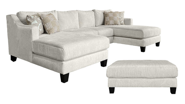 3pc Cream Sectional with FREE Ottoman