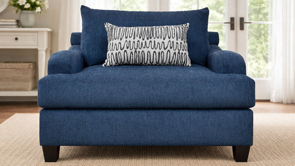 Sillón decorativo Suave Navy – Sillón tapizado azul fabricado en EE. UU. | Gallery Furniture