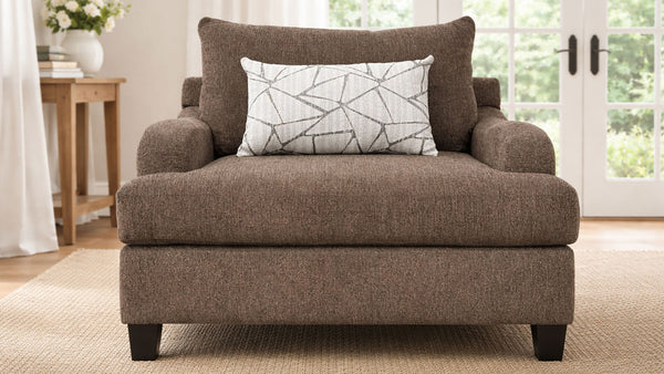 Sillón auxiliar Venus Mocha – Sillón tapizado en marrón fabricado en EE. UU. | Gallery Furniture