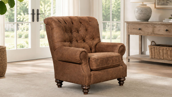Whiskey Tufted Accent Chair | Bun Feet & Rolled Arms | Mayo | Gallery Furniture