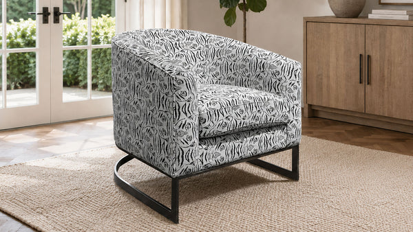Marley Bengal Accent Chair | Contemporary Barrel Chair with Metal Base | Gallery Furniture