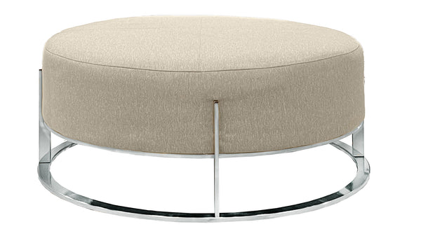 Otomana redonda con base cromada en varios colores