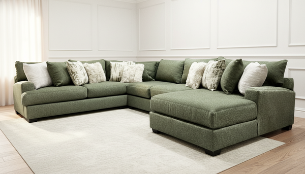 4pc Rio Green Sectional with Right Facing Chaise