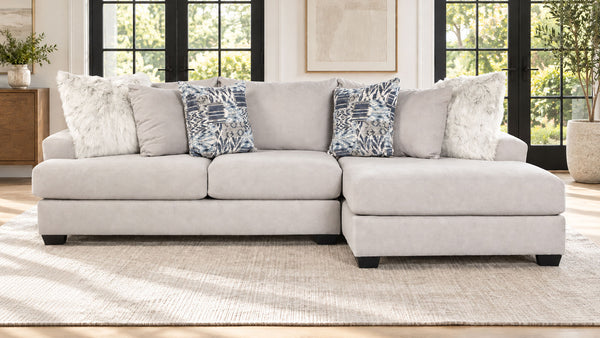 Gallery Furniture Designs Sensation Dove, conjunto de 2 piezas con chaise longue RAF | Fabricado en EE. UU.