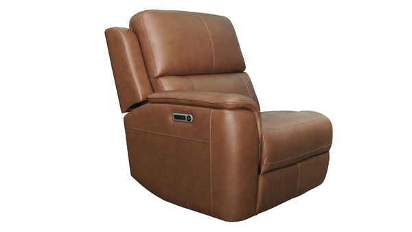 Brown leather recliner chair on a white background