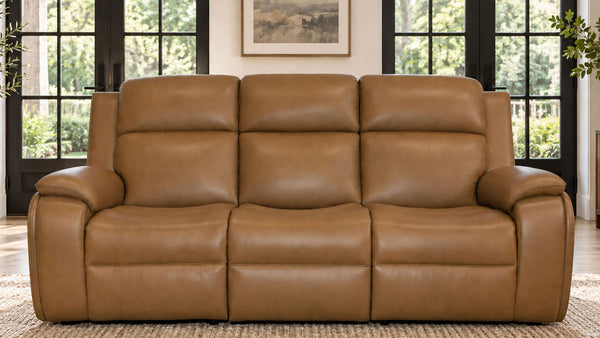 Camel Brown Leather Full Body Massage Power Sofa