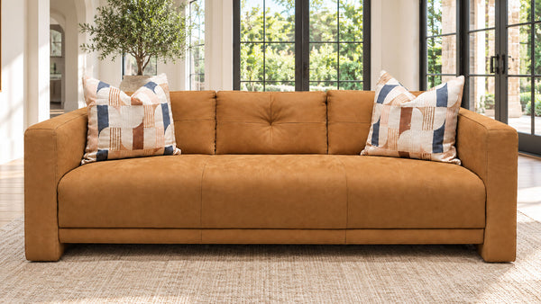 Echo Augergine Leather Sofa | Gallery Furniture
