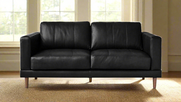 Fiero Black Leather Match Loveseat