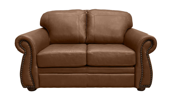 Chesterfield Loveseat de cuero en silla de montar