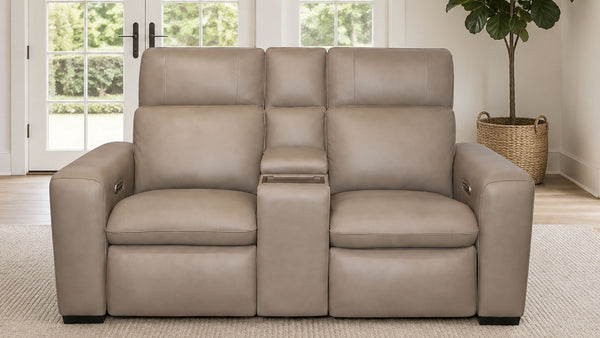 MacPulse Power Reclining Loveseat | Italian Leather & Immersive Sound | Gallery Furniture