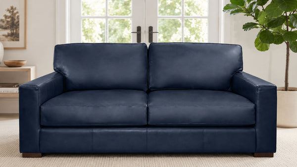 Revelation Oceanic Blue Top Grain Leather Loveseat