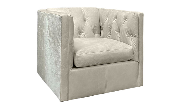 Bermuda Champagne Sillón giratorio de piel con pelo