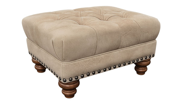 Open Range Broken Stone Leather Ottoman – American Made