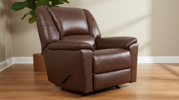 Nuevo sillón reclinable manual de cuero marrón taberna Perfect Match Plush