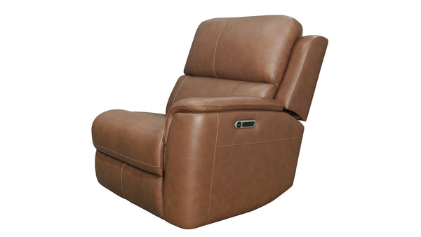 Brown leather recliner chair on a white background