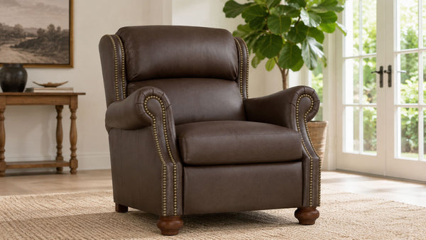 Sillón reclinable de cuero «Durango Western Fudge» | Fabricado en EE. UU. | Gallery Furniture