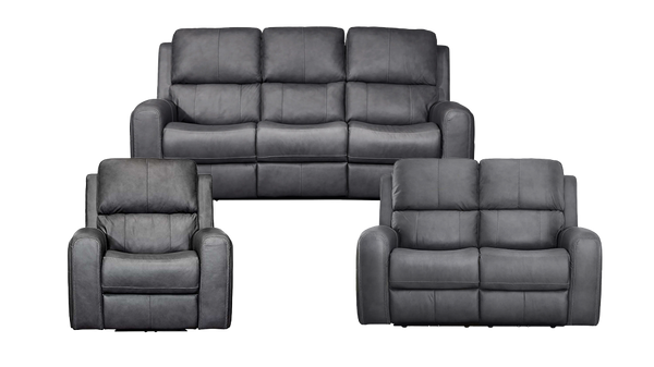 Conjunto de 3 piezas King Cowboy Grey P3 sin consola Reclinable Eléctrico