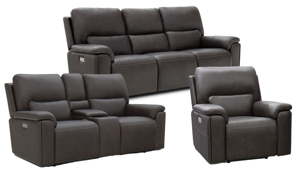 Conjunto reclinable eléctrico de 3 piezas North Brown 2.0 P6 con audio inmersivo