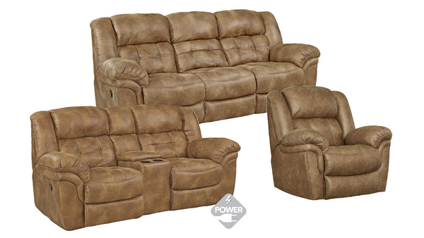 3pc Marcelina Almond 2 Power Reclining Sofa, Loveseat & Recliner