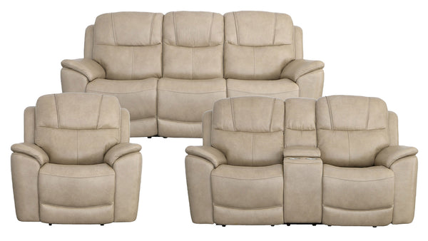 3 Pc Adobe Pebblestone Leather P3 Power Reclining Set
