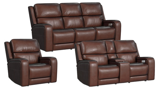 Conjunto de 3 piezas de sillones reclinables eléctricos P5 en color marrón trufa