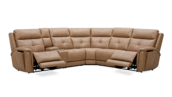 Brown leather sectional sofa on a white background
