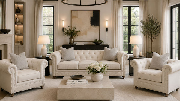 Bernhardt London Club Leather Sofa & 2 Chairs Set β Tufted Living Room 3-Piece Set | Gallery Furniture