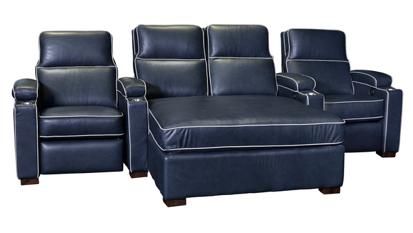 Asientos de cine en casa H266 de cuero azul oscuro