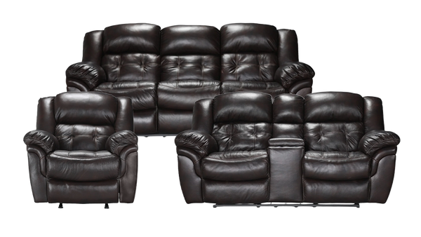 Conjunto reclinable manual de cuero Achieve de 3 piezas