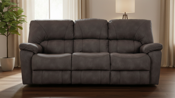 Rhino Pewter Dual Reclining Sofa w/Reliapel Performance fabric