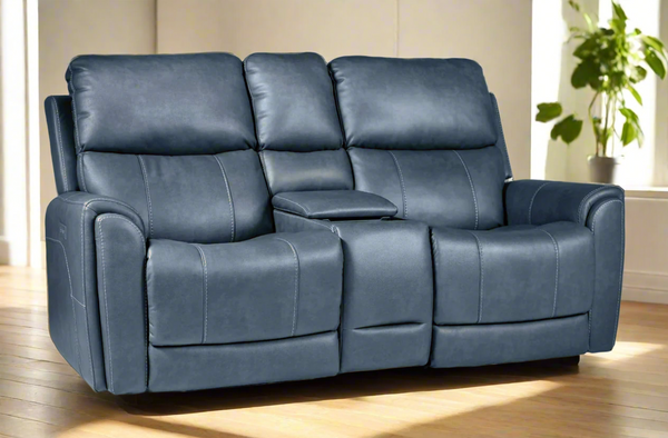 Sofá doble reclinable eléctrico Cougar Navy P3 con consola