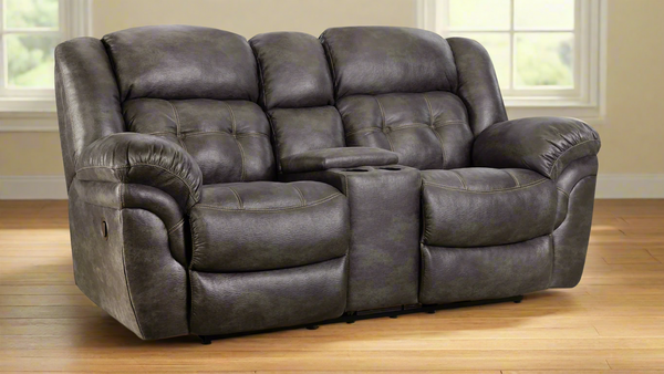 Marcelina Charcoal Manual Reclining Loveseat w/Console