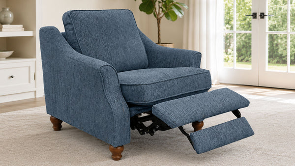 Sillón reclinable eléctrico con tejido técnico «Adeline Lake Blue»