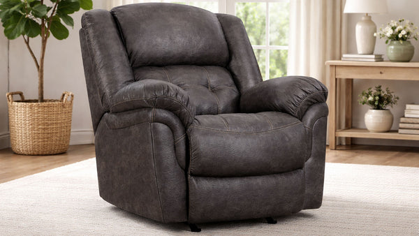 Sillón reclinable eléctrico Marcelina en color carbón – Sillón tapizado para salón fabricado en EE. UU. | Gallery Furniture