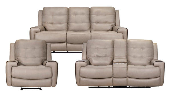 Wicklow Putty Leather 3pzs Power Reclinable Set