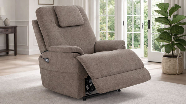 Sillón reclinable eléctrico MacZcliner en gris umbra con función de calor y masaje – Sillón de descanso asistido | Gallery Furniture
