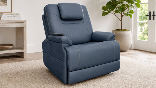 MacZcliner Performa P5 Navy Blue – Power Lift Sleep Chair | Zero Gravity Recliner with Heat & Massage