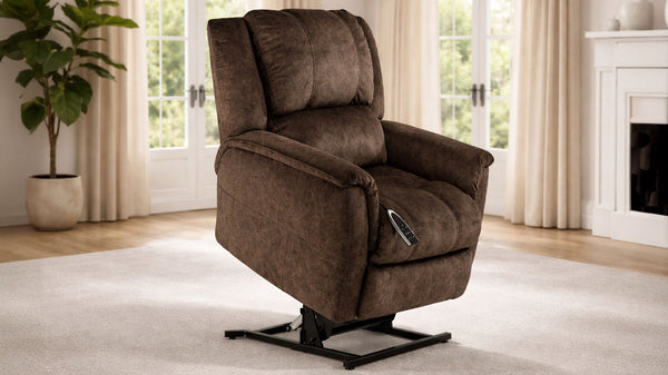 Sillón reclinable Stonebrook Carob P1 Power Lift – Fabricado en EE. UU. Sillón de gravedad cero | Gallery Furniture