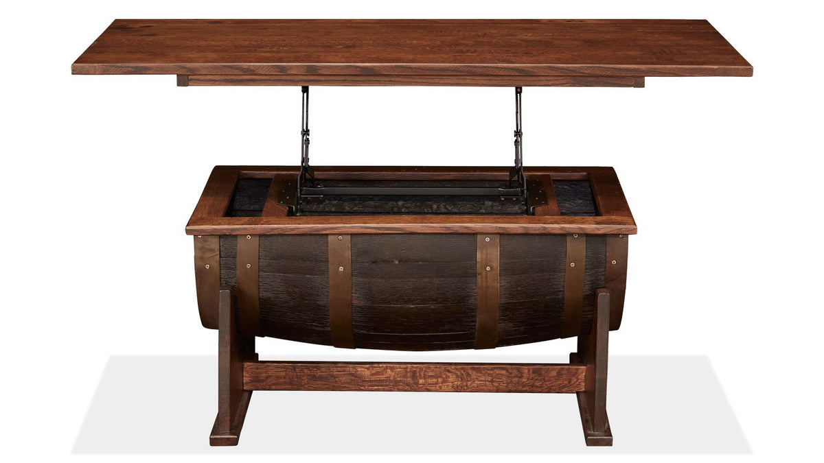 3 Pc Golden Brown Barrel Lift Top Cocktail & End Table Set