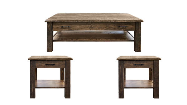 3pc Barn Floor Cocktail Table & 2 End Tables