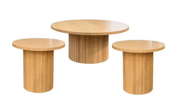 Conjunto de 3 piezas de mesa de centro y mesitas auxiliares de madera maciza Berkeley | Gallery Furniture