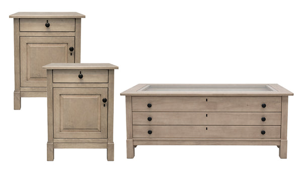 Colección Bob Timberlake de 3 piezas: mesa de centro y 2 mesas auxiliares