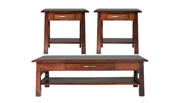 Conjunto de 3 piezas Beaumont Brown Mesa de Cocktail & 2 Mesas Laterales